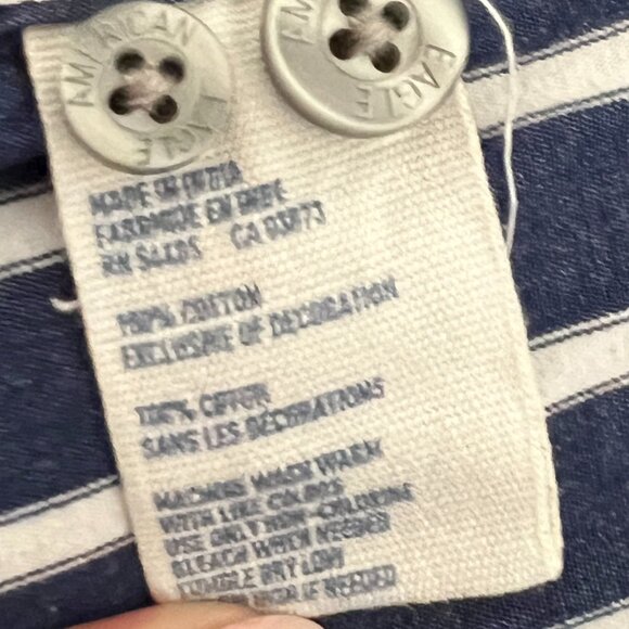 American Eagle Outfitters Cotton Button Down Striped Shirt Vintage Fit - Large - Picture 2 of 11